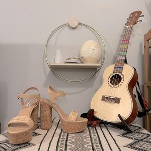 Heatwave natural cork platform high heel sandals 7